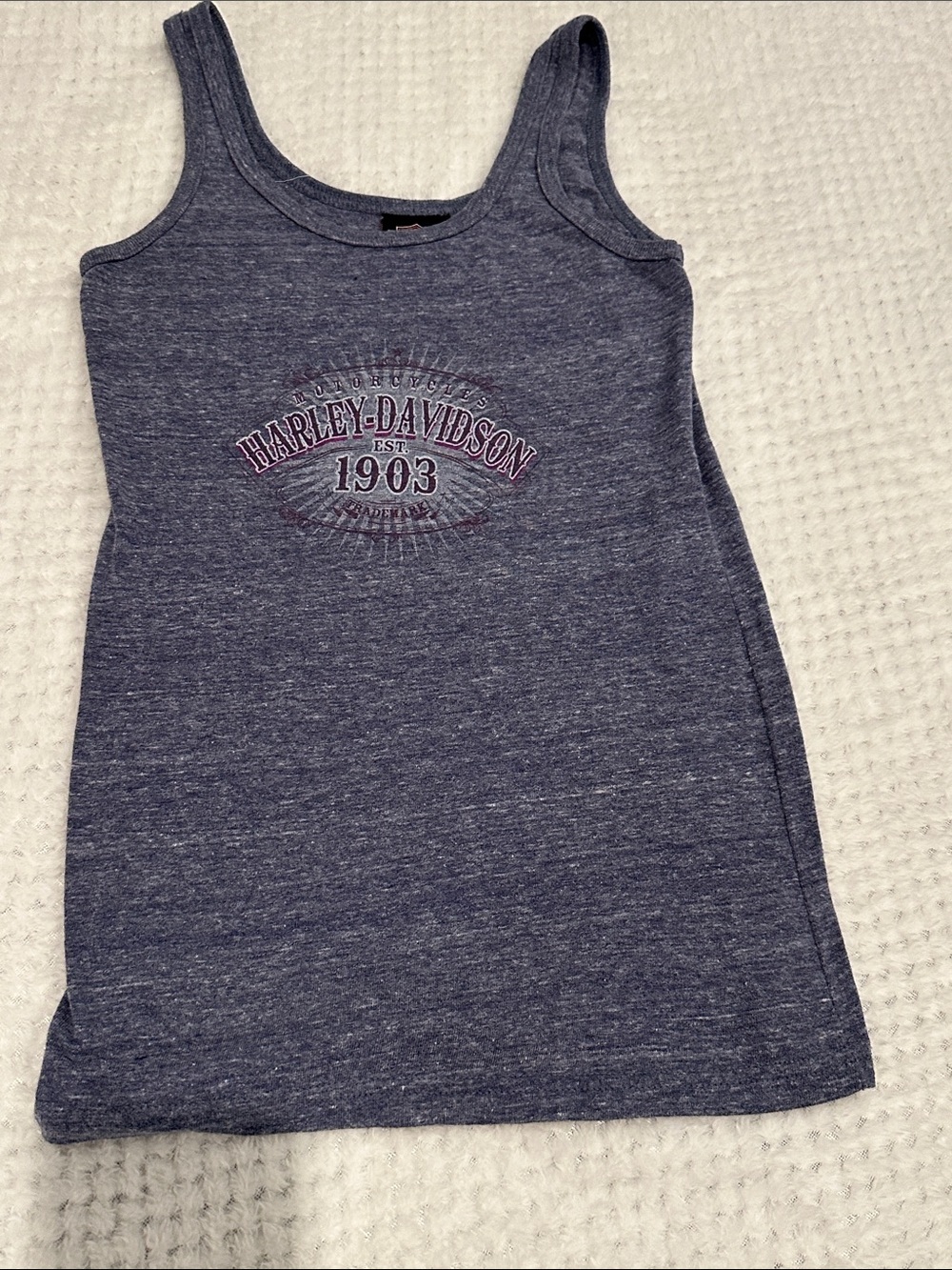 Harley-Davidson Girls Heather Navy Blue Tank Top with Logo
